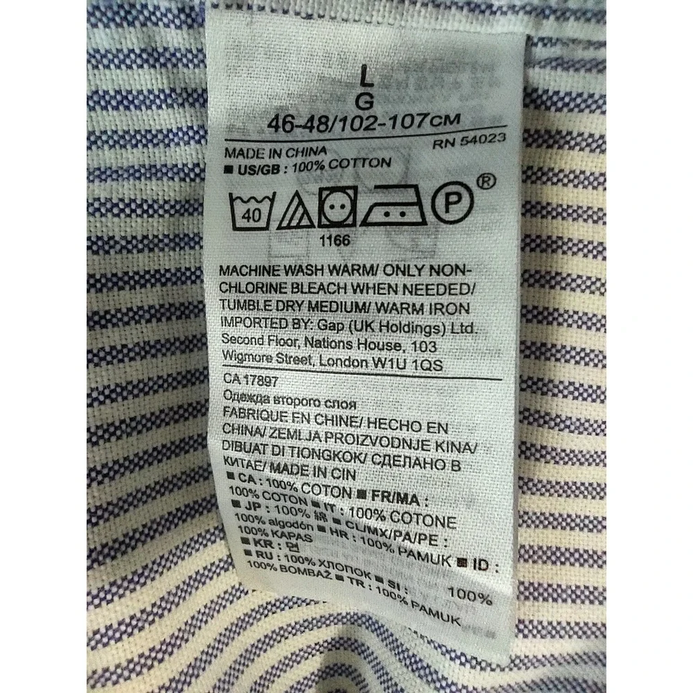 Banana Republic Shirt Men's Large Camden Fit Blue Striped Long Sleeve‎ Button Up